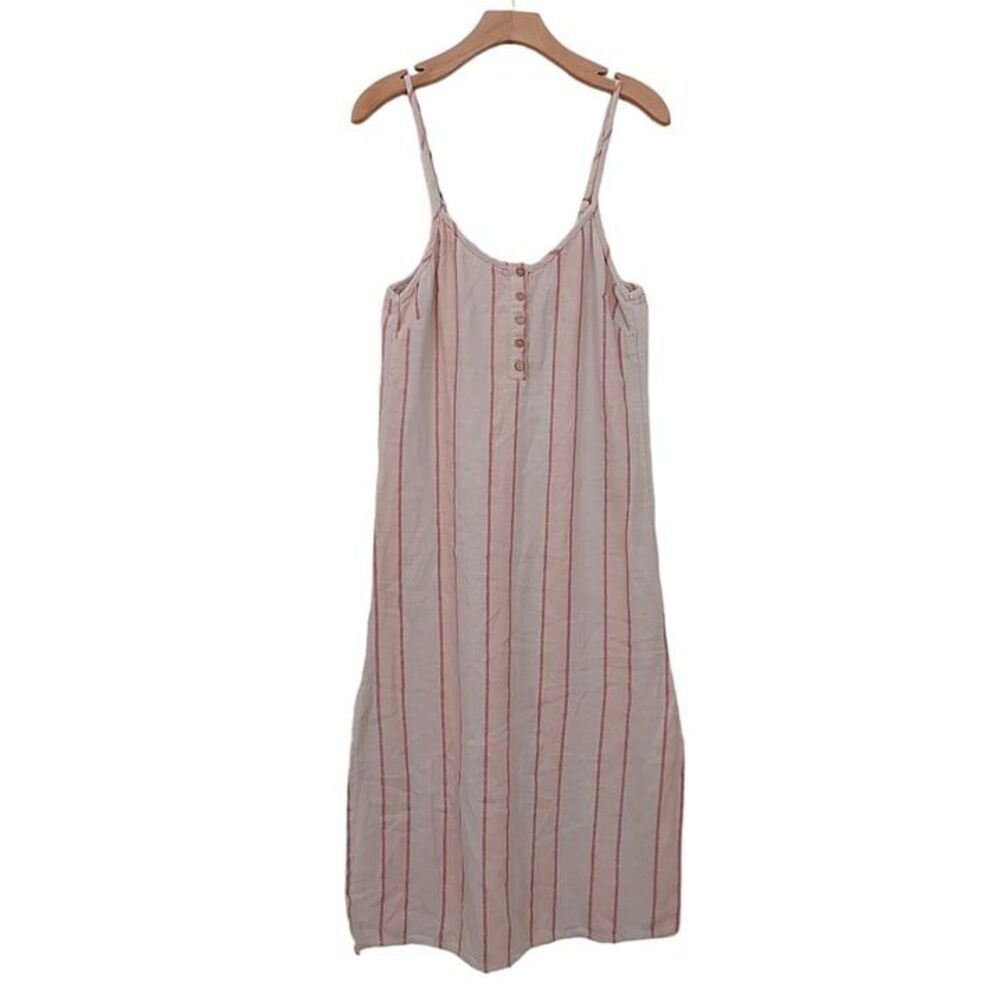 Rip Curl Midi Dress Womens Small Sand La Bonita Stripes Sleeveless Beach Coastal